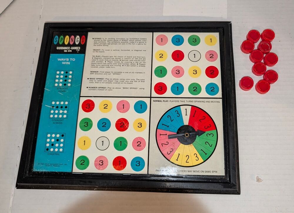 Vintage 1963 Child Guidance SPINGO Magnetic Board Game